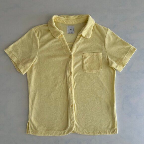 Yllw The Label Cotton Button Down Towel Short Sleeve Shirt - Picture 1 of 7